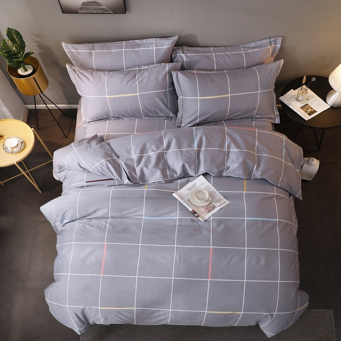 91家纺网 家纺一手货源 找家纺 馨雅家纺 2025新款全棉纯棉磨毛系列四件套 菲格-灰