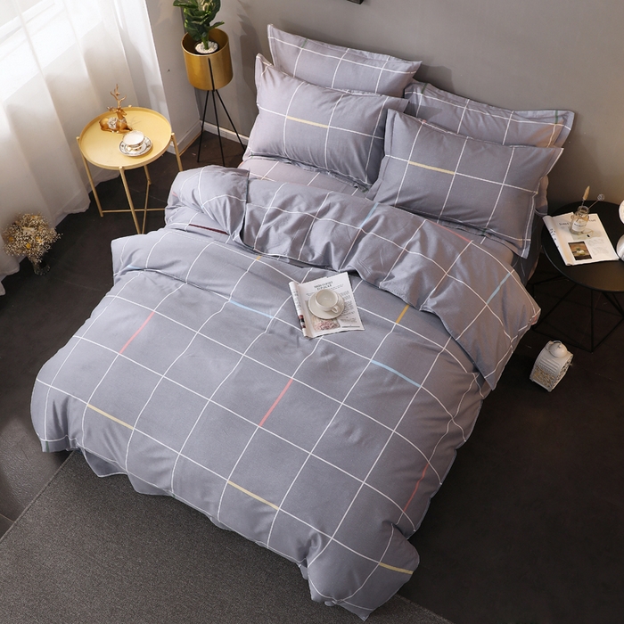 91家纺网 家纺一手货源 找家纺 馨雅家纺 2025新款全棉纯棉磨毛系列四件套 菲格-灰