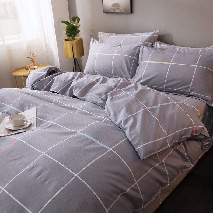 91家纺网 家纺一手货源 找家纺 馨雅家纺 2025新款全棉纯棉磨毛系列四件套 菲格-灰