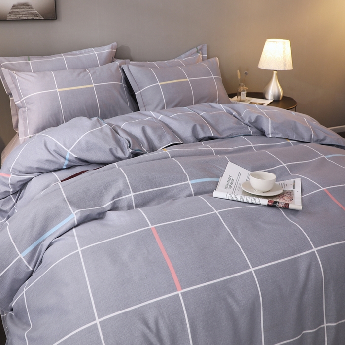 91家纺网 家纺一手货源 找家纺 馨雅家纺 2025新款全棉纯棉磨毛系列四件套 菲格-灰