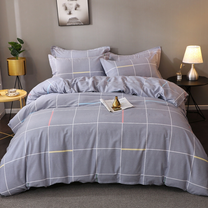 91家纺网 家纺一手货源 找家纺 馨雅家纺 2025新款全棉纯棉磨毛系列四件套 菲格-灰