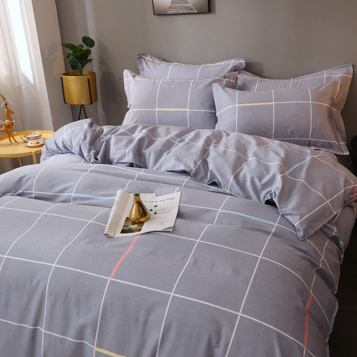 91家纺网 家纺一手货源 找家纺 馨雅家纺 2025新款全棉纯棉磨毛系列四件套 菲格-灰