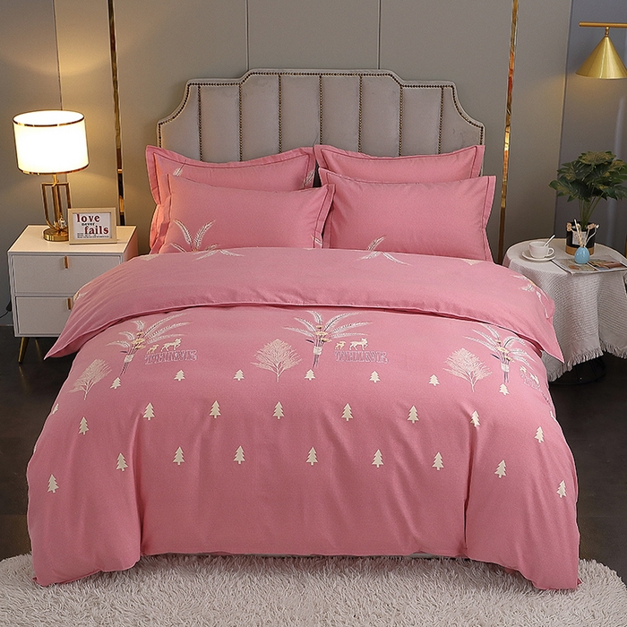 馨雅家纺 2025新款全棉纯棉磨毛系列四件套 奇异花园-粉