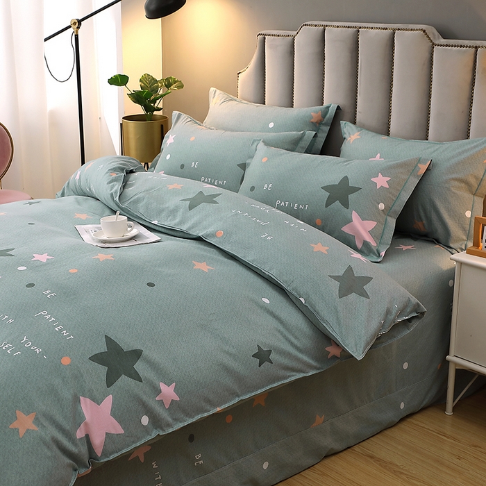 91家纺网 家纺一手货源 找家纺 馨雅家纺 2025新款全棉纯棉磨毛系列四件套 星恋-绿