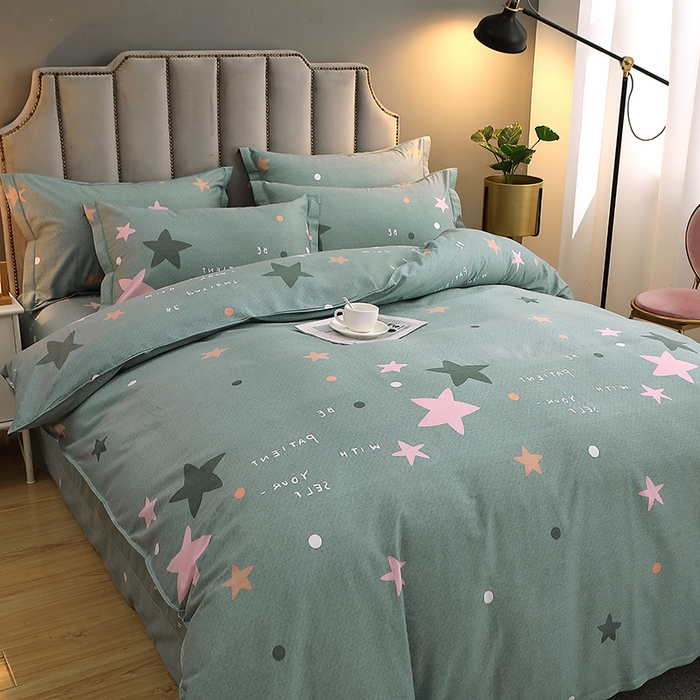 91家纺网 家纺一手货源 找家纺 馨雅家纺 2025新款全棉纯棉磨毛系列四件套 星恋-绿