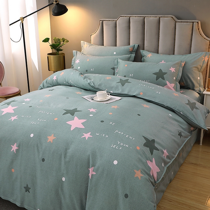 91家纺网 家纺一手货源 找家纺 馨雅家纺 2025新款全棉纯棉磨毛系列四件套 星恋-绿