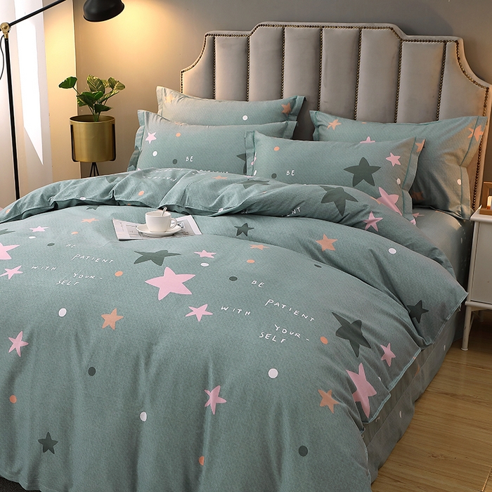 91家纺网 家纺一手货源 找家纺 馨雅家纺 2025新款全棉纯棉磨毛系列四件套 星恋-绿