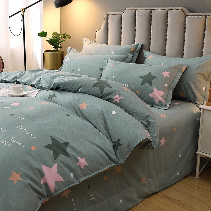 91家纺网 家纺一手货源 找家纺 馨雅家纺 2025新款全棉纯棉磨毛系列四件套 星恋-绿