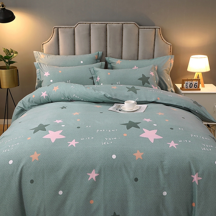 91家纺网 家纺一手货源 找家纺 馨雅家纺 2025新款全棉纯棉磨毛系列四件套 星恋-绿