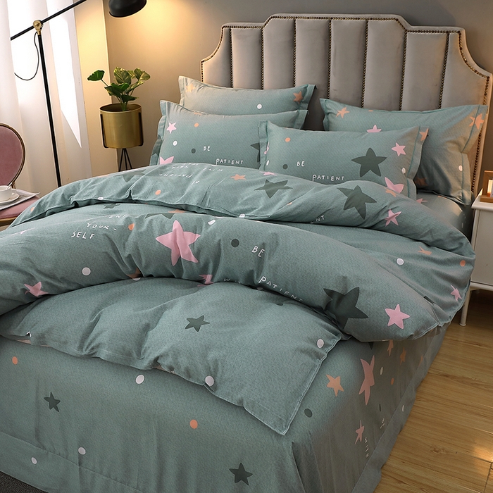 91家纺网 家纺一手货源 找家纺 馨雅家纺 2025新款全棉纯棉磨毛系列四件套 星恋-绿