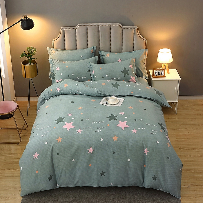 91家纺网 家纺一手货源 找家纺 馨雅家纺 2025新款全棉纯棉磨毛系列四件套 星恋-绿