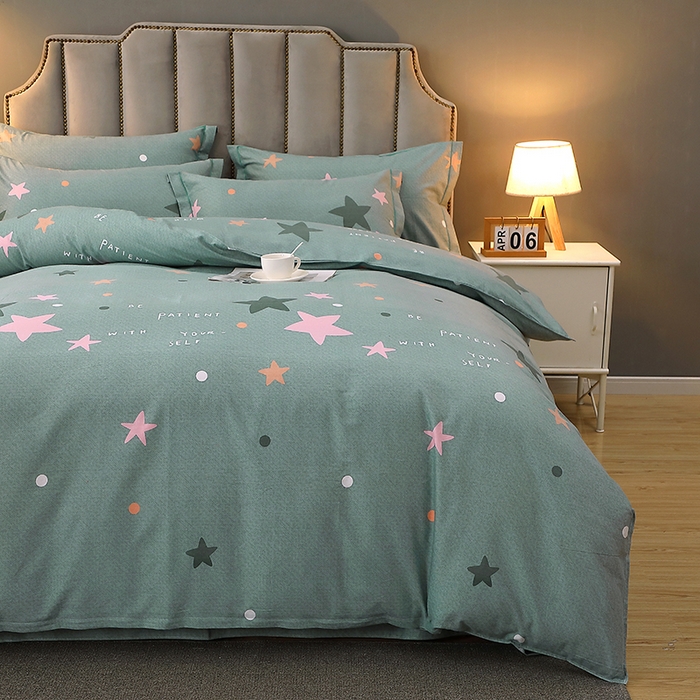 91家纺网 家纺一手货源 找家纺 馨雅家纺 2025新款全棉纯棉磨毛系列四件套 星恋-绿