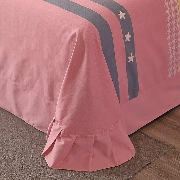 91家纺网 家纺一手货源 找家纺 馨雅家纺 2025新款全棉纯棉磨毛系列四件套 伊拉小镇-粉