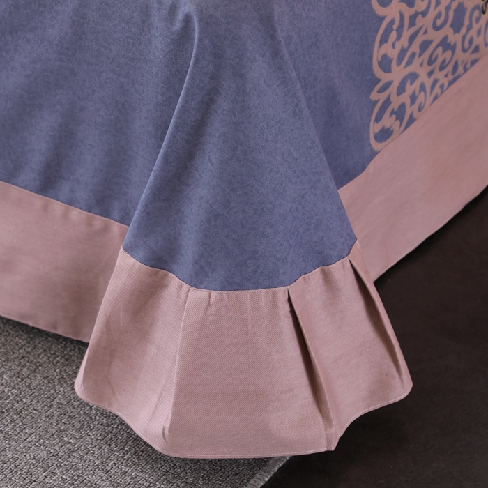 91家纺网 家纺一手货源 找家纺 馨雅家纺 2025新款全棉纯棉磨毛系列四件套 芳菲时光-蓝