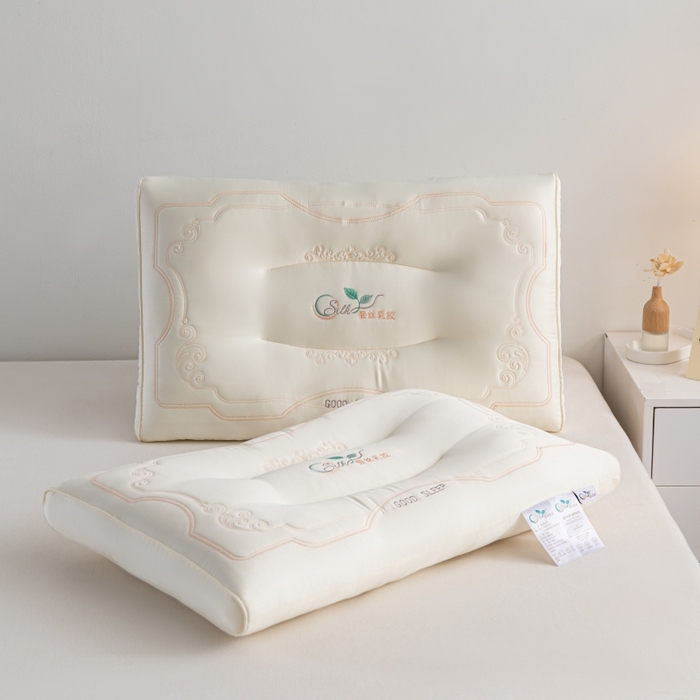 91家纺网 家纺一手货源 找家纺 鼎晟纺 2025新款蚕丝款乳胶成人枕头学生枕芯枕头枕芯 蚕丝款乳胶枕-米白色