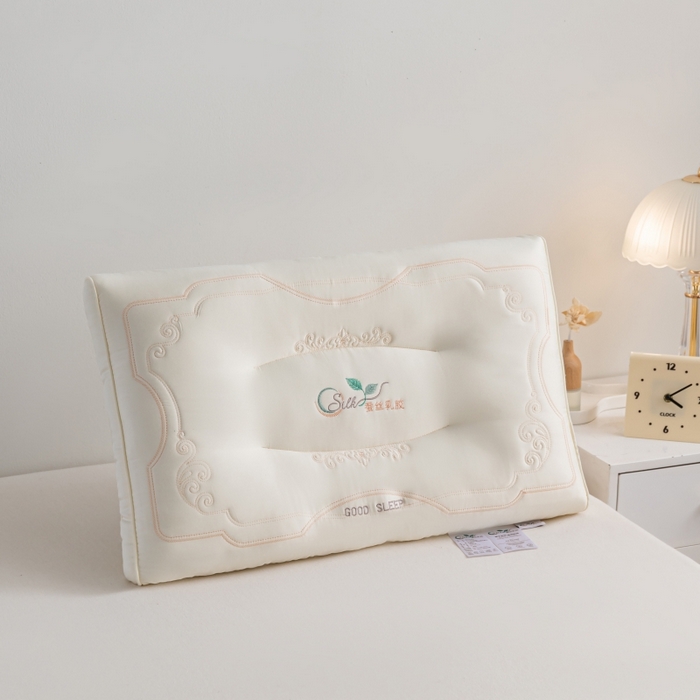 91家纺网 家纺一手货源 找家纺 鼎晟纺 2025新款蚕丝款乳胶成人枕头学生枕芯枕头枕芯 蚕丝款乳胶枕-米白色