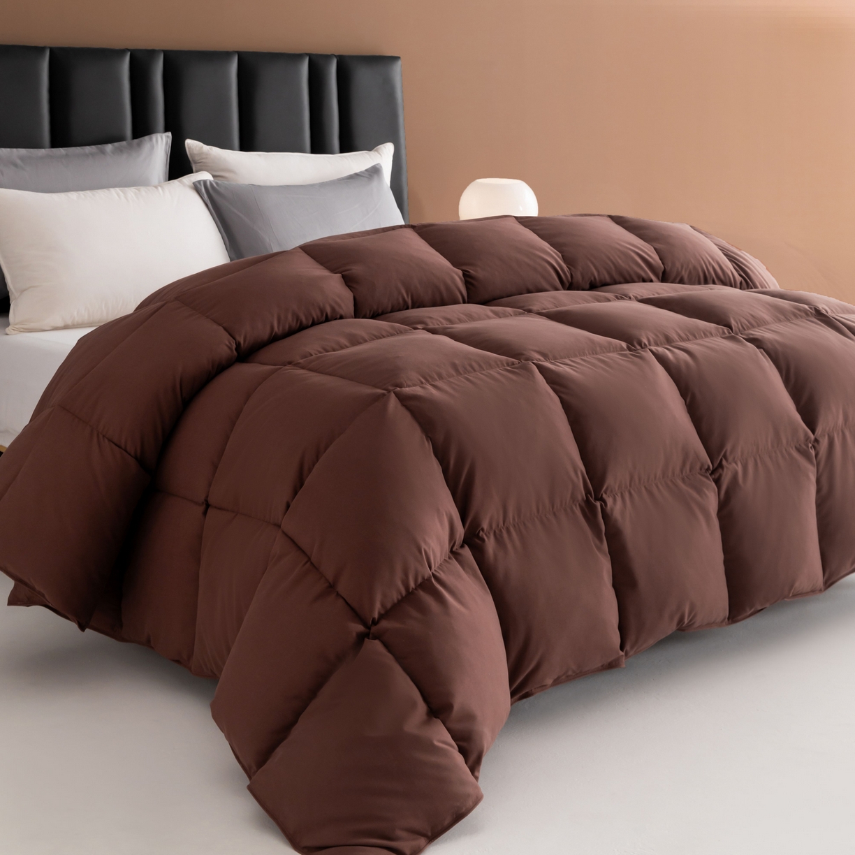 91家纺网 家纺一手货源 找家纺 圣梦莱羽绒家纺 2025款新品跨境出海外贸专供羽绒被（订单）可定制填充重量（gsm） 咖啡色