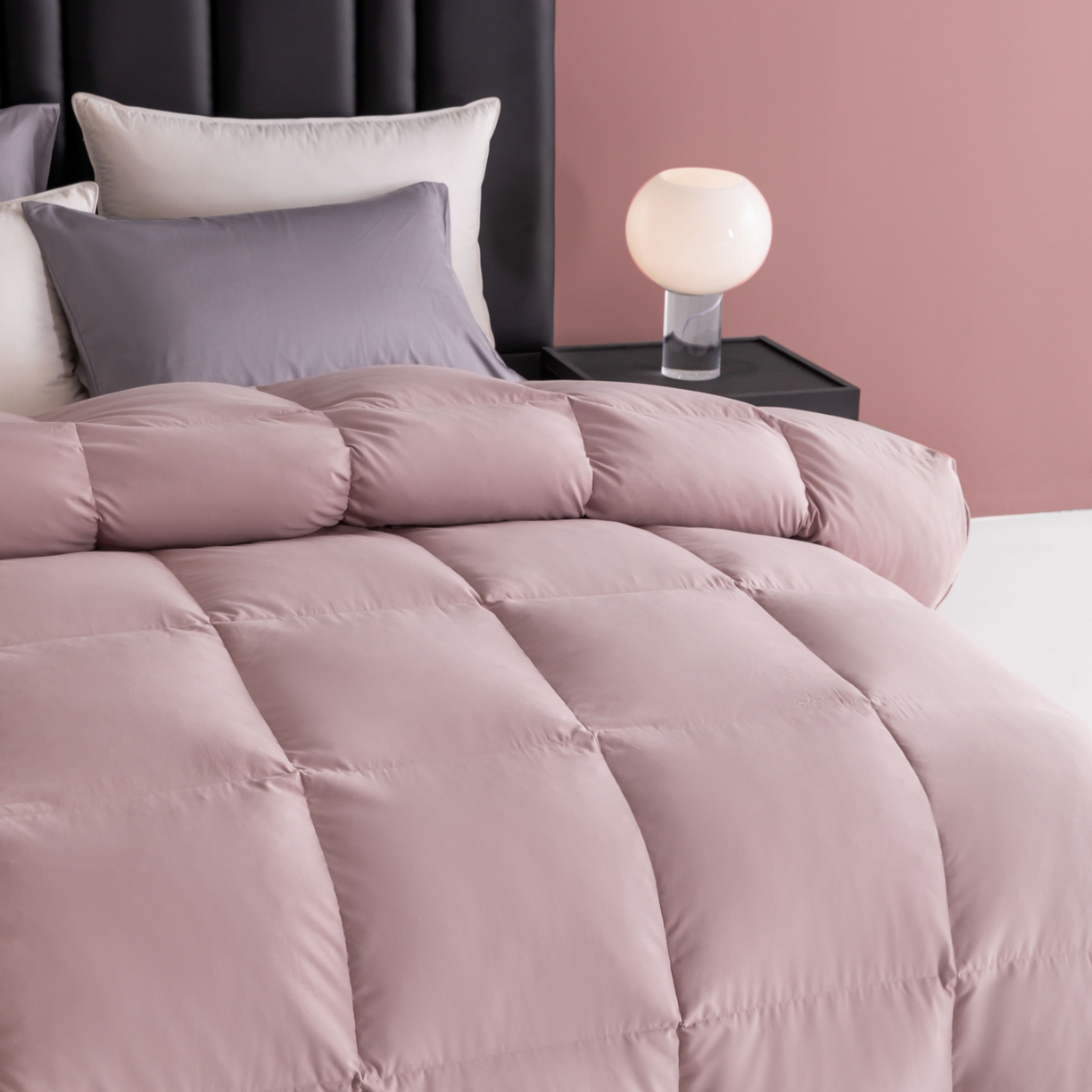 91家纺网 家纺一手货源 找家纺 圣梦莱羽绒家纺 2025款新品跨境出海外贸专供羽绒被（订单）可定制填充重量（gsm） 粉色