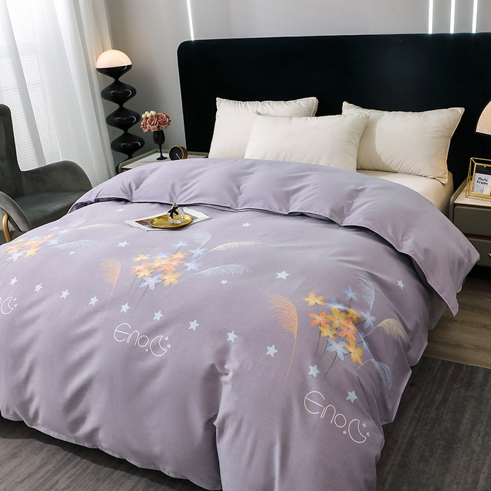 91家纺网 家纺一手货源 找家纺 馨雅家纺 2025新款全棉纯棉磨毛系列被套单品被套单件单被套 芦花-灰