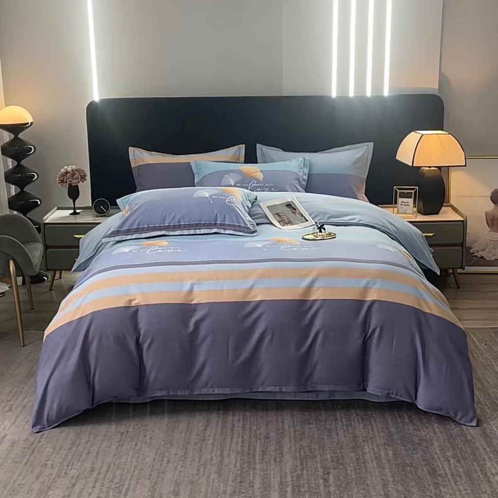 91家纺网 家纺一手货源 找家纺 馨雅家纺 2025新款全棉纯棉磨毛系列被套单品被套单件单被套 若雨千叶-蓝