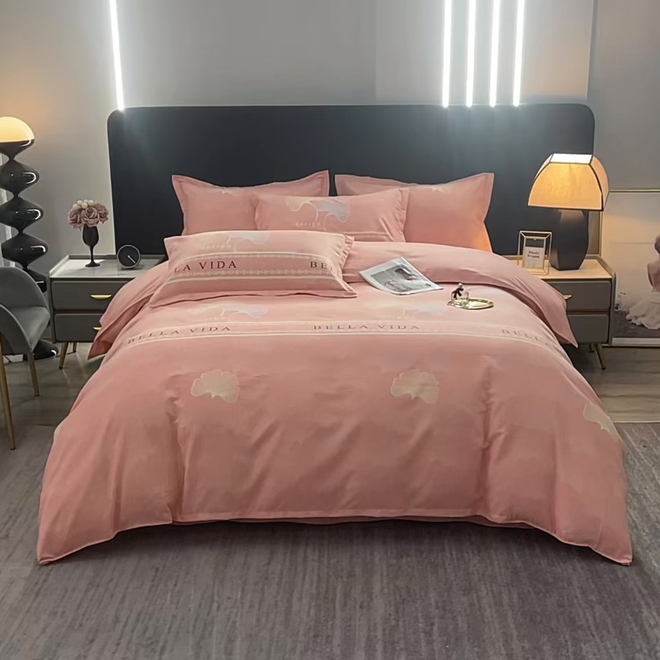 91家纺网 家纺一手货源 找家纺 馨雅家纺 2025新款全棉纯棉磨毛系列被套单品被套单件单被套 杉杉恋曲-粉