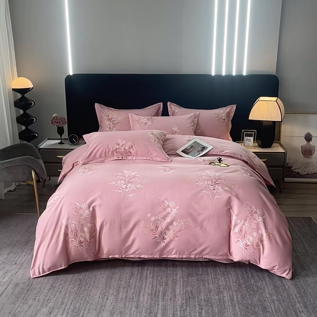 91家纺网 家纺一手货源 找家纺 馨雅家纺 2025新款全棉纯棉磨毛系列被套单品被套单件单被套 抒情花季-粉