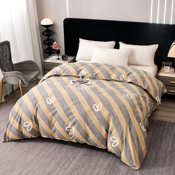 91家纺网 家纺一手货源 找家纺 馨雅家纺 2025新款全棉纯棉磨毛系列被套单品被套单件单被套 一心一意-灰