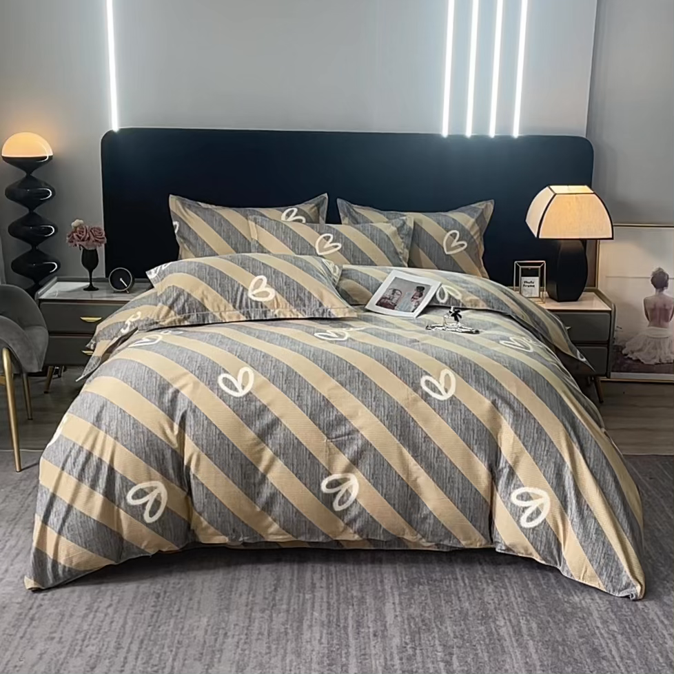 91家纺网 家纺一手货源 找家纺 馨雅家纺 2025新款全棉纯棉磨毛系列被套单品被套单件单被套 一心一意-灰