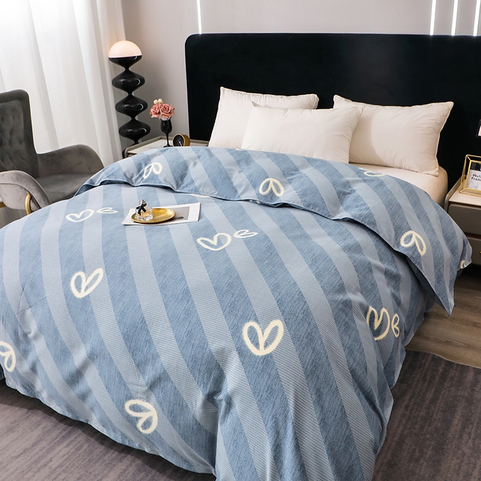 91家纺网 家纺一手货源 找家纺 馨雅家纺 2025新款全棉纯棉磨毛系列被套单品被套单件单被套 一心一意-蓝