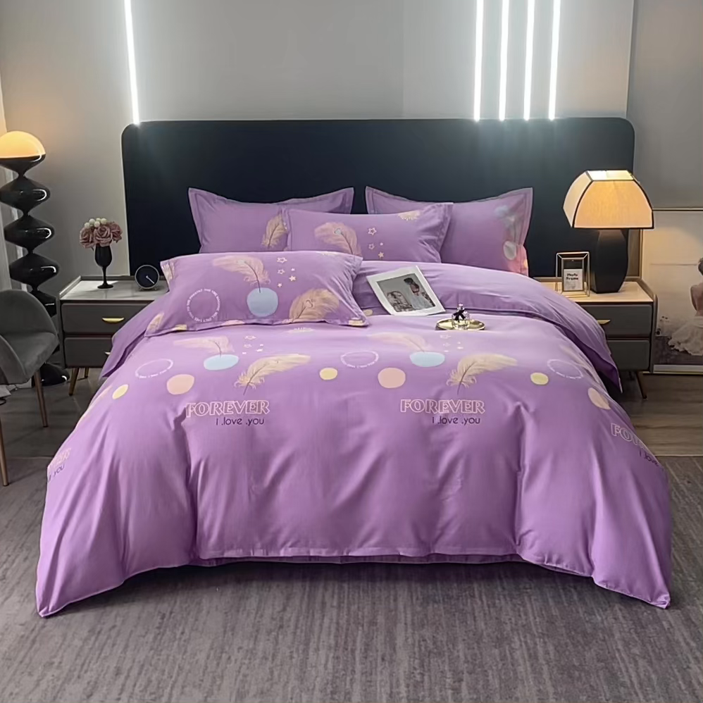 91家纺网 家纺一手货源 找家纺 馨雅家纺 2025新款全棉纯棉磨毛系列被套单品被套单件单被套 羽织梦-紫