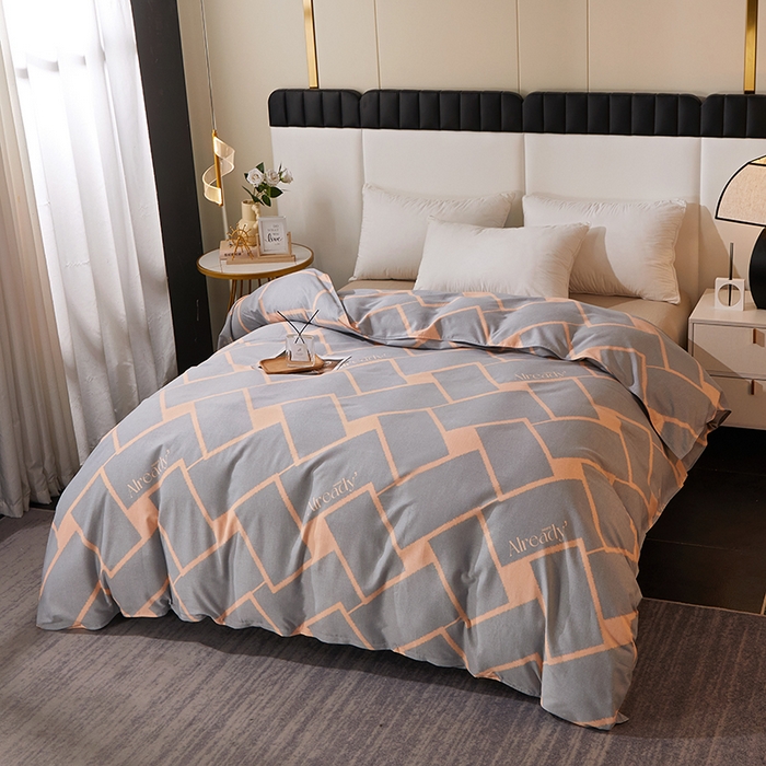 91家纺网 家纺一手货源 找家纺 馨雅家纺 2025新款全棉纯棉磨毛系列被套单品被套单件单被套 艾琳格-咖