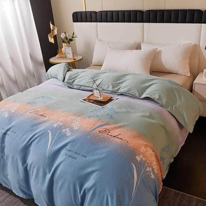 91家纺网 家纺一手货源 找家纺 馨雅家纺 2025新款全棉纯棉磨毛系列被套单品被套单件单被套 粒粒-蓝