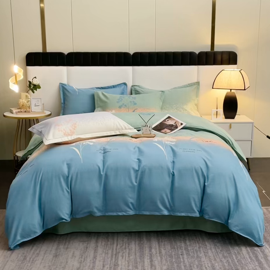 91家纺网 家纺一手货源 找家纺 馨雅家纺 2025新款全棉纯棉磨毛系列被套单品被套单件单被套 粒粒-蓝