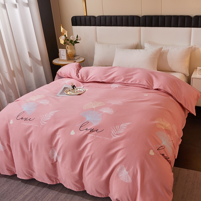 91家纺网 家纺一手货源 找家纺 馨雅家纺 2025新款全棉纯棉磨毛系列被套单品被套单件单被套 法香银杏-粉