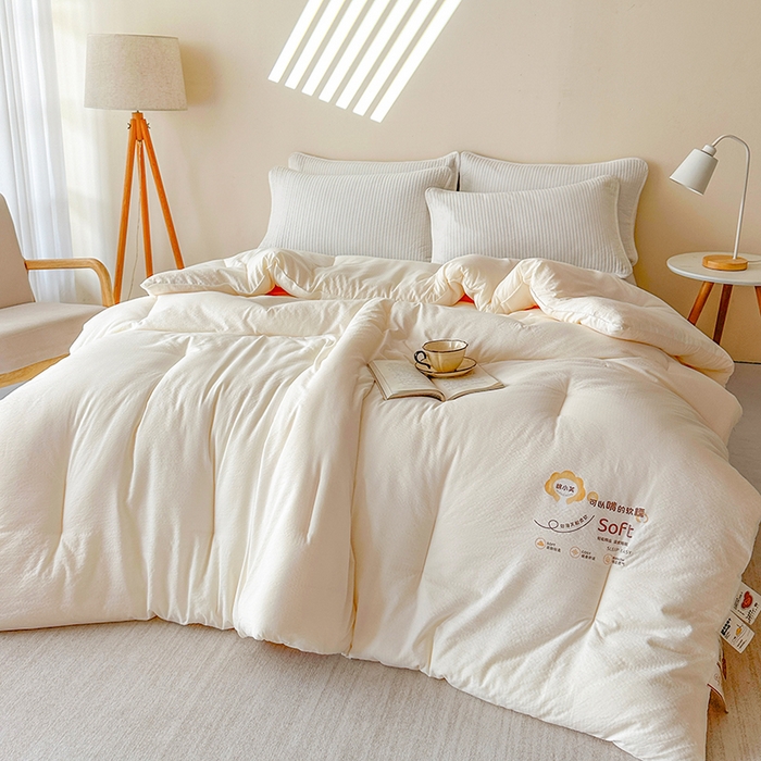 91家纺网 家纺一手货源 找家纺 （总）欧夏家纺 2025新款亲肤舒适皱皱棉小芙提花大豆被被子被芯