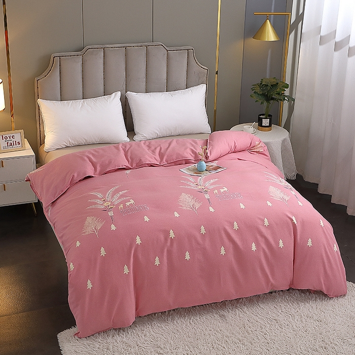 91家纺网 家纺一手货源 找家纺 馨雅家纺 2025新款全棉纯棉磨毛系列被套单品被套单件单被套 奇异花园-粉