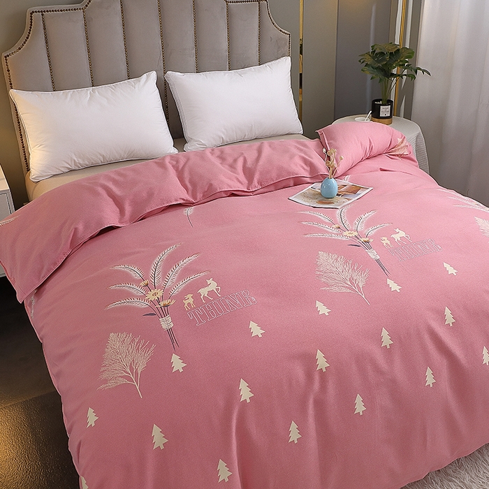 91家纺网 家纺一手货源 找家纺 馨雅家纺 2025新款全棉纯棉磨毛系列被套单品被套单件单被套 奇异花园-粉