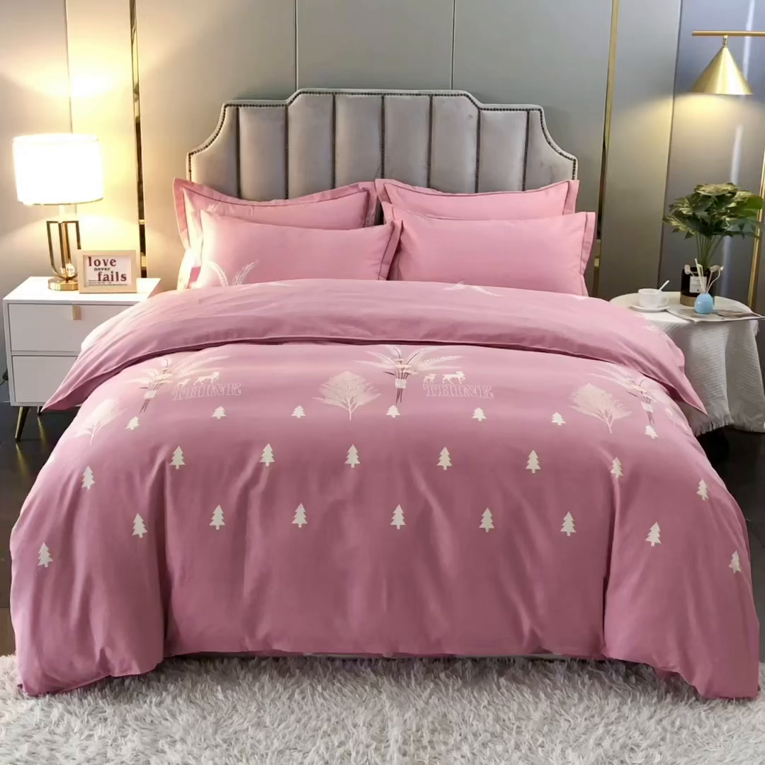 91家纺网 家纺一手货源 找家纺 馨雅家纺 2025新款全棉纯棉磨毛系列被套单品被套单件单被套 奇异花园-粉