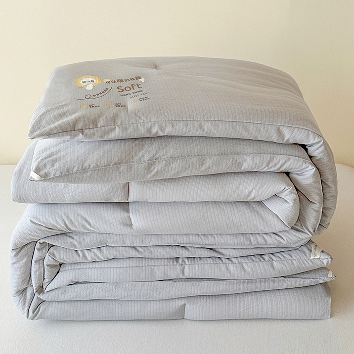 欧夏家纺 2025新款亲肤舒适皱皱棉小芙提花大豆被被子被芯 雾银灰