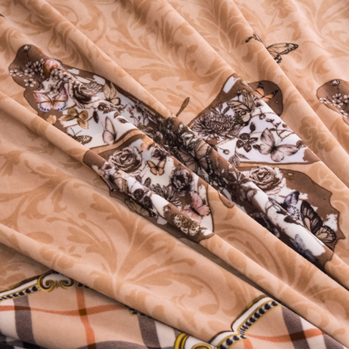 91家纺网 家纺一手货源 找家纺 首选家纺 2025新款加厚保暖牛奶绒金貂绒法莱绒床裙款四件套 宝利格