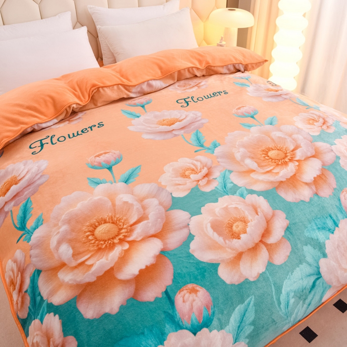 91家纺网 家纺一手货源 找家纺 首选家纺 2025新款加厚保暖牛奶绒金貂绒法莱绒床裙款四件套 花香疏影