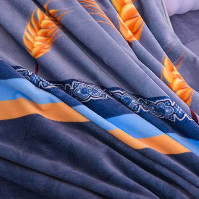 91家纺网 家纺一手货源 找家纺 首选家纺 2025新款加厚保暖牛奶绒金貂绒法莱绒床裙款四件套 麦穗