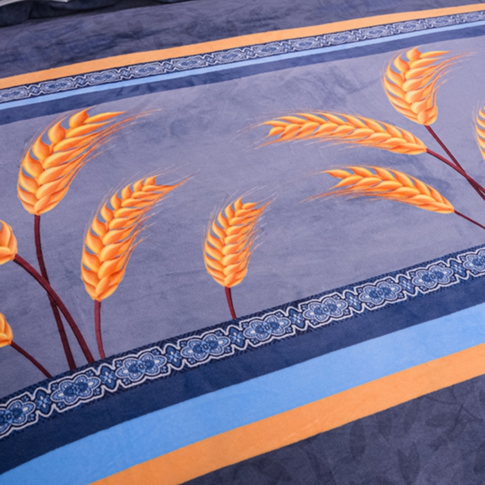 91家纺网 家纺一手货源 找家纺 首选家纺 2025新款加厚保暖牛奶绒金貂绒法莱绒床裙款四件套 麦穗