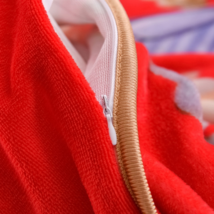 91家纺网 家纺一手货源 找家纺 首选家纺 2025新款加厚保暖牛奶绒金貂绒法莱绒床裙款四件套 满堂红