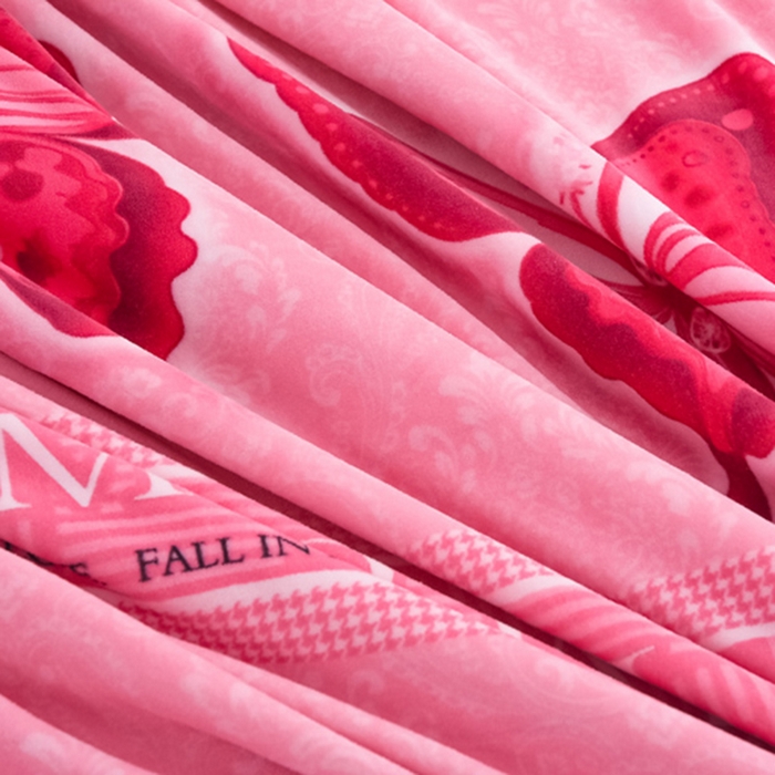 91家纺网 家纺一手货源 找家纺 首选家纺 2025新款加厚保暖牛奶绒金貂绒法莱绒床裙款四件套 翩翩起舞-粉