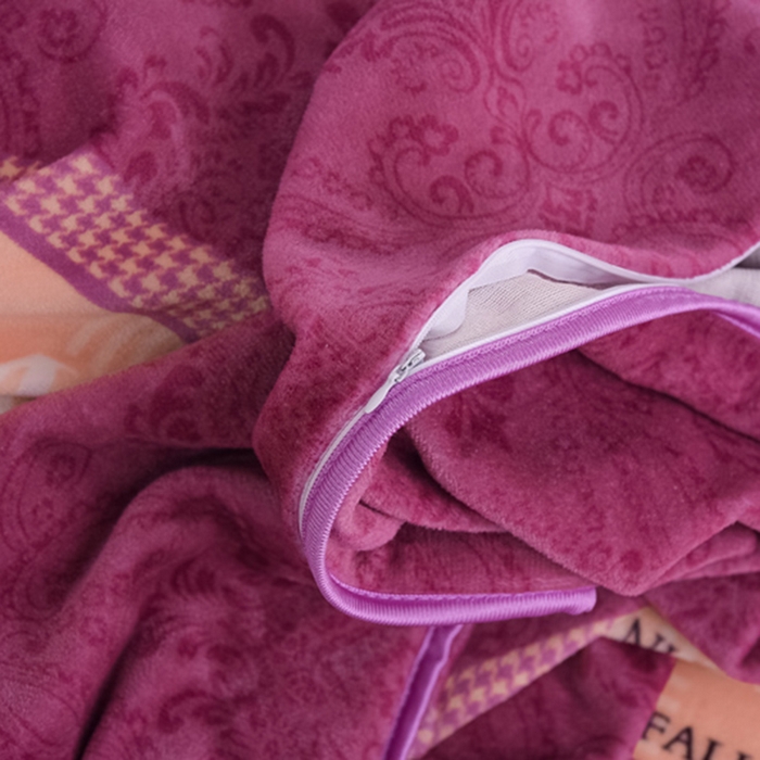 91家纺网 家纺一手货源 找家纺 首选家纺 2025新款加厚保暖牛奶绒金貂绒法莱绒床裙款四件套 翩翩起舞-紫