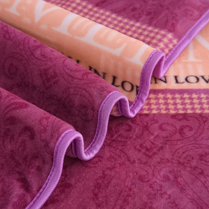 91家纺网 家纺一手货源 找家纺 首选家纺 2025新款加厚保暖牛奶绒金貂绒法莱绒床裙款四件套 翩翩起舞-紫