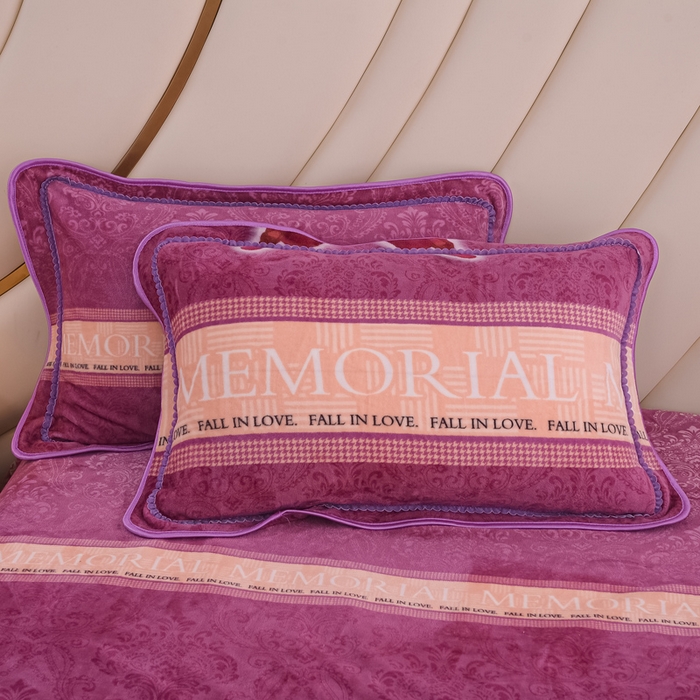 91家纺网 家纺一手货源 找家纺 首选家纺 2025新款加厚保暖牛奶绒金貂绒法莱绒床裙款四件套 翩翩起舞-紫