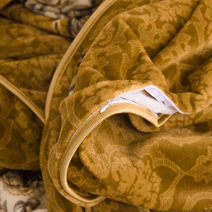 91家纺网 家纺一手货源 找家纺 首选家纺 2025新款加厚保暖牛奶绒金貂绒法莱绒床裙款四件套 秋意