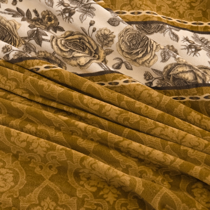 91家纺网 家纺一手货源 找家纺 首选家纺 2025新款加厚保暖牛奶绒金貂绒法莱绒床裙款四件套 秋意